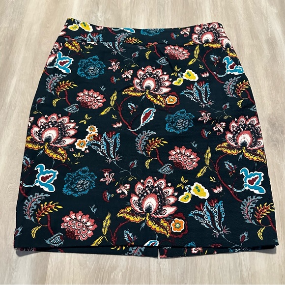 LOFT Dresses & Skirts - Loft Blue Turquoise Floral Lined Pencil Skirt Sz 12